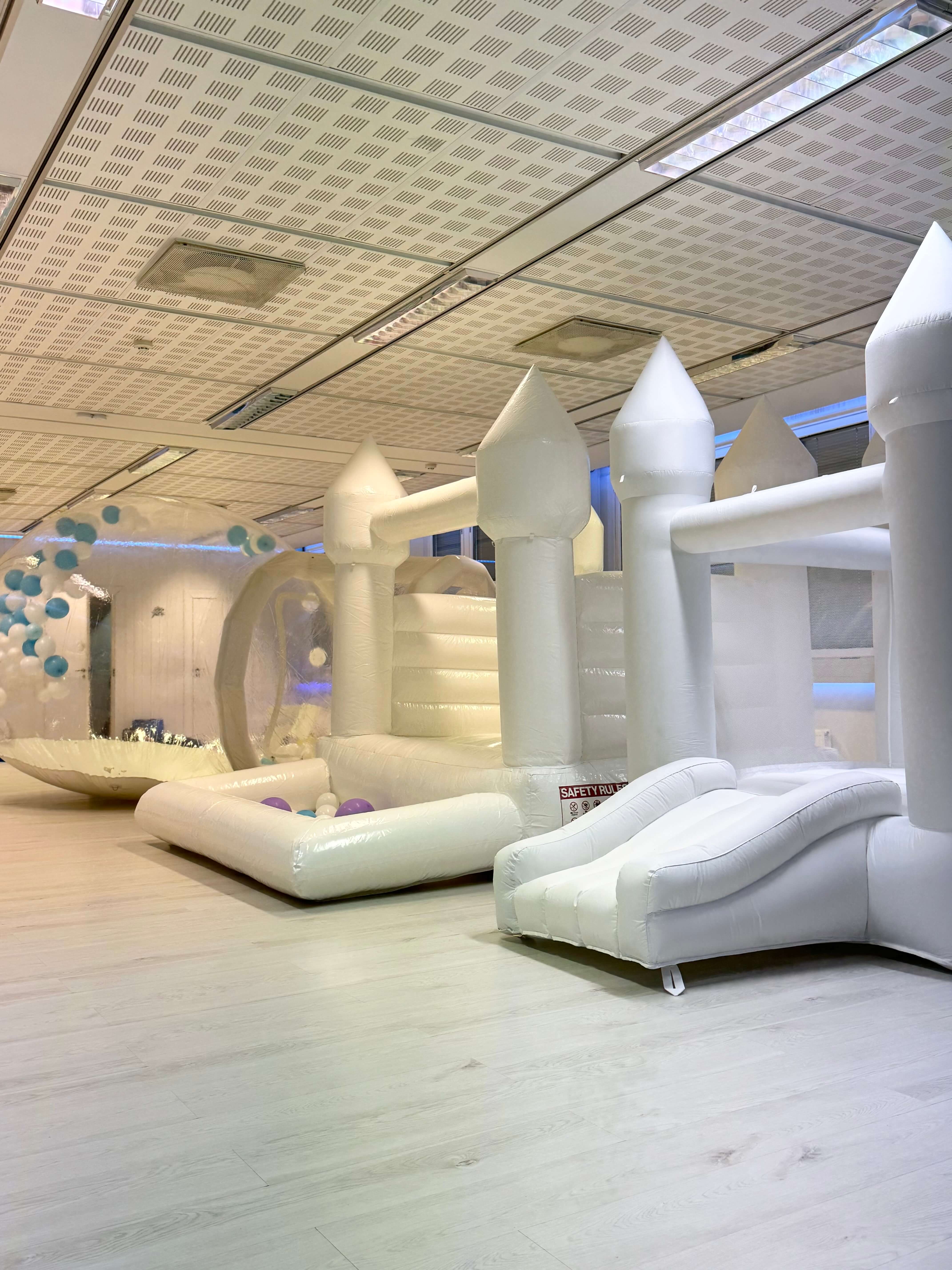 Three bouncy castles in Espoo, Uusimaa, Finland.
